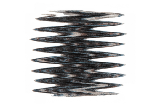 Abstract digital glitch waveform distortion with zig zag lines creating a data error texture, transparent background