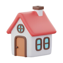 Charming 3d rendered small house with red roof and cozy windows perfect for your design projects transparent background