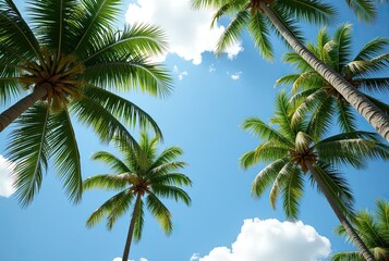 palm trees with clear sky tropical island