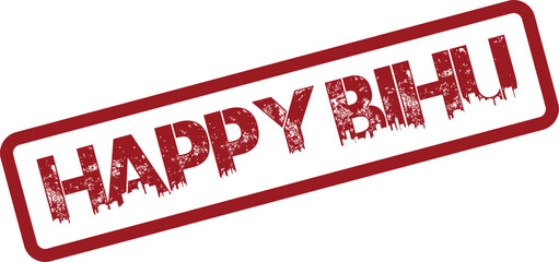 Happy Bihu Festival Celebration Textured Stamp for Cultural Events and Traditional Observances