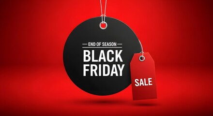 Black friday sale tag with end of season text, concept for retail and shopping promotions