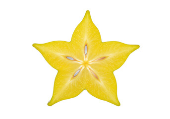 Fototapeta premium Sliced Star Fruit PNG on Transparent Background Isolated Tropical Fruit Food Healthy Diet Vegetarian