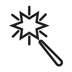 Magic wand. Magic wand with sparkles illustration. Magic stick vector icon. Magic wand icon. Miracle symbols.