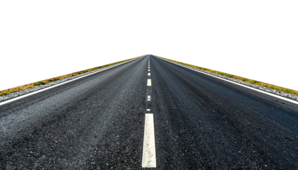 Perspective view of a road disappearing into the distance against a black sky