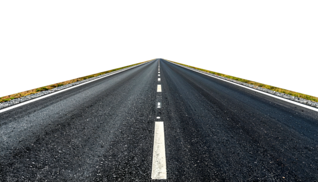 Perspective view of a road disappearing into the distance against a black sky