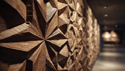 Intricate wood carving wall panel