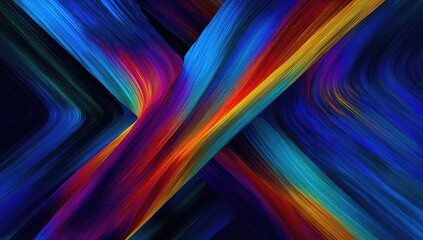 Abstract vibrant paint strokes in a dynamic X form