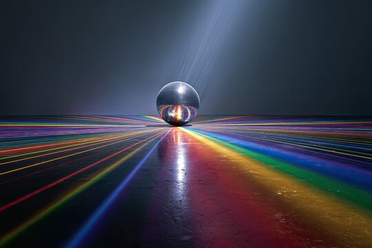 Shiny ball on colorful lines
