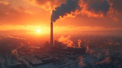 Obraz premium Industrial sunset pollution