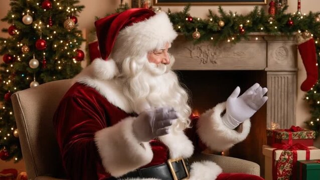 Santa Claus shocked and surprised, having forgotten something important
