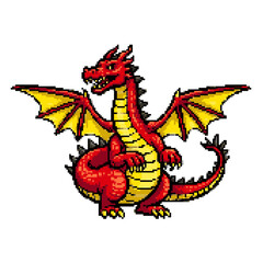 Pixelated Dragon in Dynamic Pose