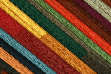 Angled, colorful wooden slats arranged in a diagonal pattern