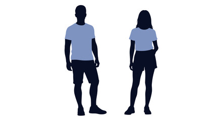Silhouettes of a man and woman standing side by side facing forward