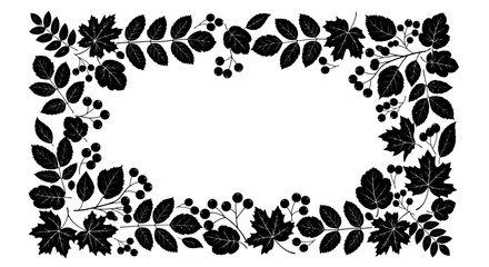 A decorative black and white frame formed by leaves and berries
