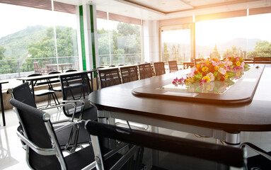 Conference table and chairs in meeting room