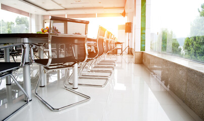Conference table and chairs in meeting room
