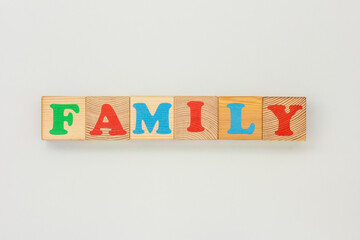 Family Made from Wooden Alphabet Cubes