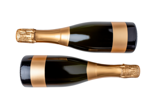 Elegant champagne bottle design for celebrations and events on transparent background