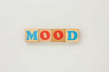 Word Mood Composed of Wooden Toy Blocks