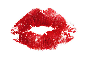 Red lipstick kiss mark imprint on black background with textured detail image 3, Isolated On Transparent Background, Png Cut Out