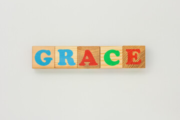 Grace Written with Wooden Blocks