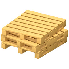 Two stacked wooden shipping pallets 3D Icon Illustration. Low Poly Style