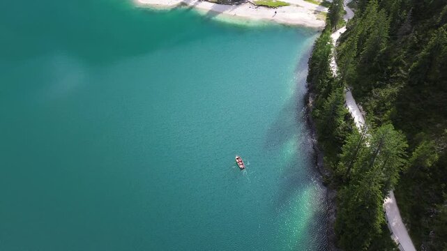 Blue lake with alps views