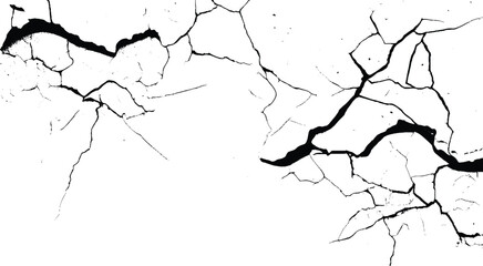 Abstract Cracks and Drips on White. Grunge Crack Line with Ink Drips