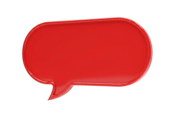 Red speech bubble PNG isolated on transparent background, communication and social media concept