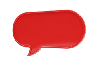 Red speech bubble PNG isolated on transparent background, communication and social media concept