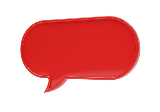 Red speech bubble PNG isolated on transparent background, communication and social media concept