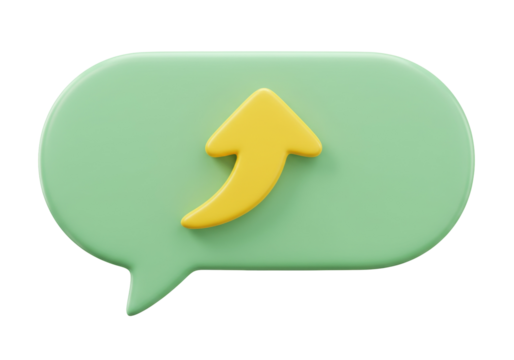 Mint green speech bubble with yellow arrow PNG isolated on transparent background, communication and social media concept