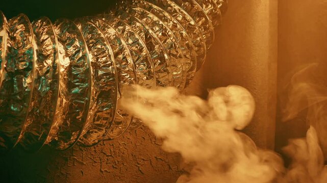 Pipe Duct Starts Leaking Steam Or Gas