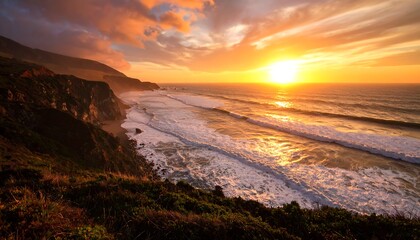 Dramatic sunset over a rugged coastline (1)