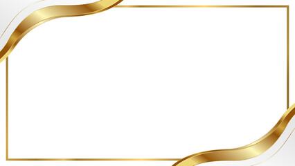 Elegant Certificate Border Template with Wavy Gold Ribbon Accents and Clean Gold Frame on a Light Background