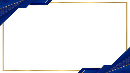Modern Corporate Certificate Border Template with Layered Dark Blue Geometric Shapes, Gold Frame, and Dot Pattern Texture
