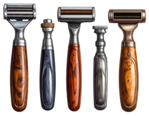 Razor variations isolated on transparent background.