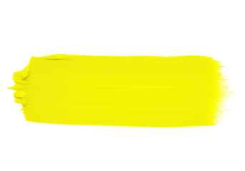 Vibrant yellow paint stroke isolated PNG on transparent background, artistic brushstroke element for graphic design and creative projects