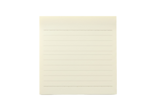 Lined notepad paper isolated PNG, beige stationery sheet for writing notes and reminders on transparent background