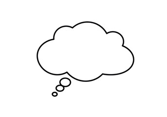 Thinking cloud bubble PNG isolated on transparent background, speech balloon for communication and brainstorming
