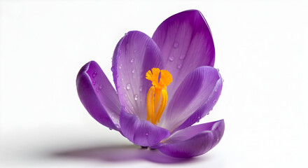 Purple Crocus Flower With Water Droplets bloom blossom