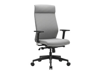 Ergonomic gray office chair PNG isolated on transparent background, comfortable adjustable seat for work and study
