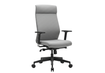 Ergonomic gray office chair PNG isolated on transparent background, comfortable adjustable seat for work and study
