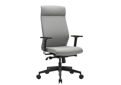 Ergonomic gray office chair PNG isolated on transparent background, comfortable adjustable seat for work and study