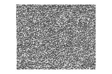 Abstract black and white texture showing grainy speckled interference, motion blur, and tv screen display noise on a transparent background