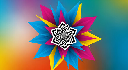 Abstract Geometric Starburst with Vibrant Colors explosion