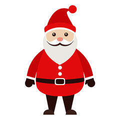 Cute cartoon santa claus character with red suit and white beard