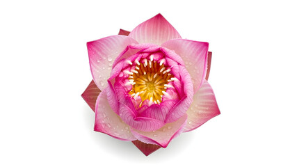 Pink Lotus Flower with Water Droplets Top View image