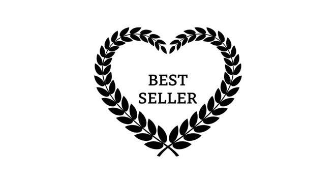 A black heart shaped wreath with the text best seller inside