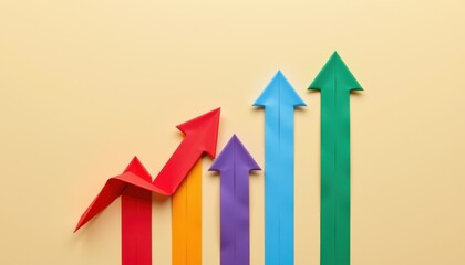 Charting success upward growth trends in business resources with paper origami arrows